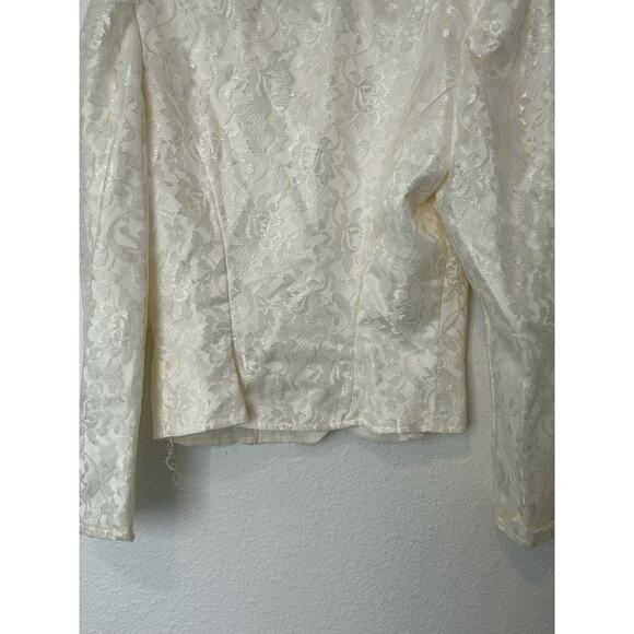 Gunne Sax Ivory Button Front Floral Lace Puff Sleeve Blazer Vintage *TINY FLAW - Picture 14 of 15